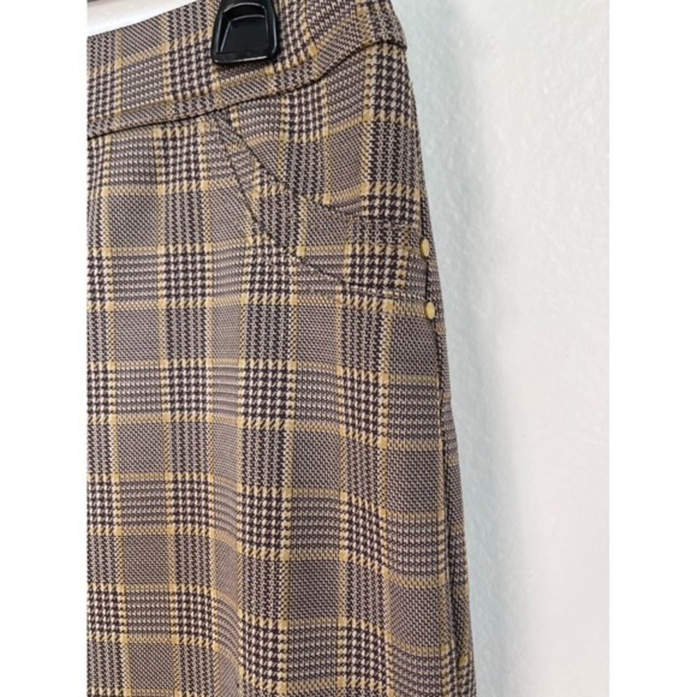 SOHO Apparel Brown Yellow Glen Plaid Pull On Skinny Pants Womens Size Large - Picture 6 of 11